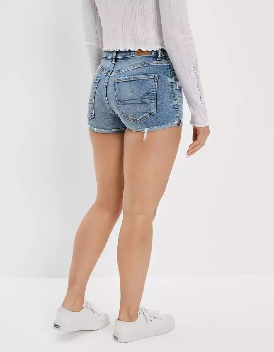 Shorts American Eagle AE Ne(x)t Level Curvy High-Waisted Denim Lavage Clair Femme | KRA-92918261